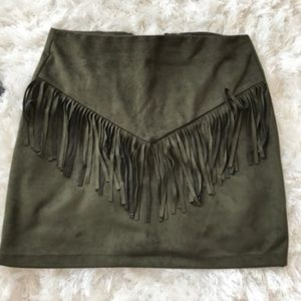 Green Embellished Mini Pencil Skirt